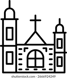Design de ícone de vetor de linha de igreja