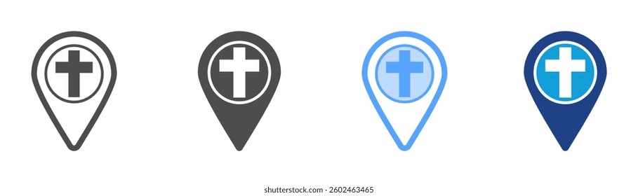 Church Location Icon Set Multiple Style Collection