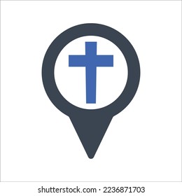 Church location icon, Vector Graphics