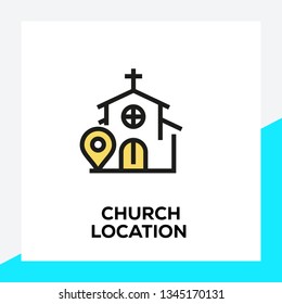 CHURCH LOCATION LINE ICON SET