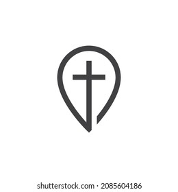 Church location logo vector ilustration template