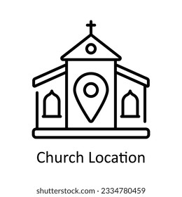 Church Location Outline Icon Design illustration. Map and Navigation Symbol on White background EPS 10 File