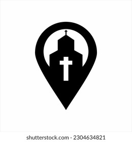 Church Location Silhouette for Icon, Symbol, App, Logo, Graphic Design Element. Vector Illustration.
