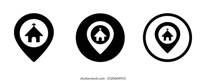 Church location vector icons set. Church destination icon