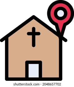 Church location vector line colour icon