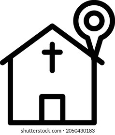 Church location vector thin line icon