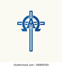 Church Logo. Alpha, Omega And A Cross