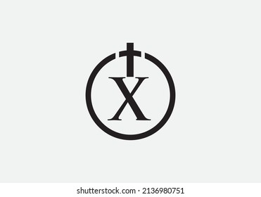 Church logo, art and symbol design with the letter X and alphabet