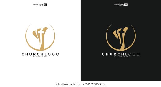 Church logo. Bible, Jesus' cross and angel wings. Wings church logo design icon for download