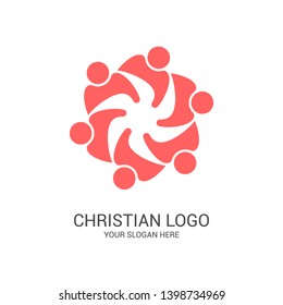 Church logo and biblical symbols. The unity of believers in Jesus Christ, the worship of God, participation in the evening of the Lord and the reading of the Holy Scriptures.