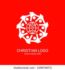 Church logo and biblical symbols. The unity of believers in Jesus Christ, the worship of God, participation in the evening of the Lord and the reading of the Holy Scriptures.