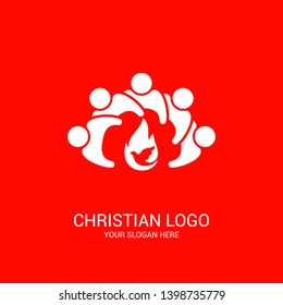 Church logo and biblical symbols. The unity of believers in Jesus Christ, the worship of God, participation in the evening of the Lord and the reading of the Holy Scriptures.