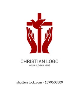Church logo and biblical symbols. The unity of believers in Jesus Christ, the worship of God, participation in the evening of the Lord and the reading of the Holy Scriptures.