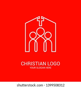 Church logo and biblical symbols. The unity of believers in Jesus Christ, the worship of God, participation in the evening of the Lord and the reading of the Holy Scriptures.