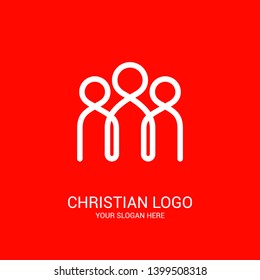 Church logo and biblical symbols. The unity of believers in Jesus Christ, the worship of God, participation in the evening of the Lord and the reading of the Holy Scriptures.