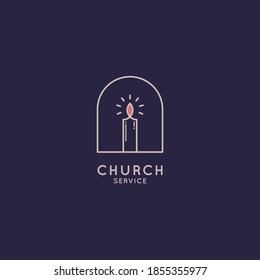 Church logo with candle on blue background