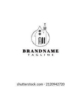 church logo cartoon icon design template black modern cute vector illustration