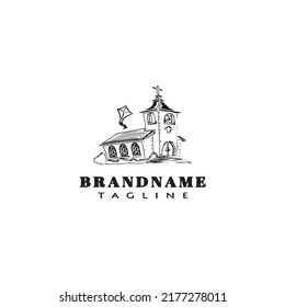 church logo cartoon icon design template black modern isolated vector illustration