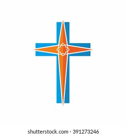 Church logo. Christian symbol - cross of Jesus Christ.