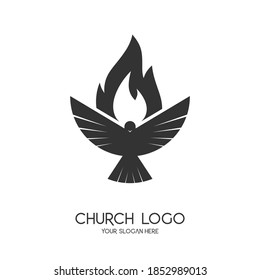 Church logo. Christian symbol. A symbol of the Holy Spirit is a dove and flame.