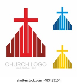 Church logo. Christian symbols. The altar and the cross of Christ.