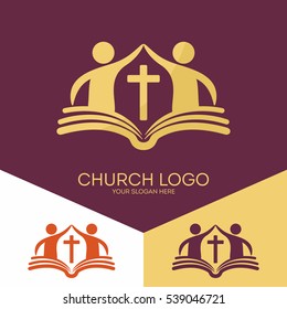 Church logo. Christian symbols. The church is based on the biblical basis and love the Lord Jesus Christ