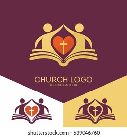 Church logo. Christian symbols. The church is based on the biblical basis and love the Lord Jesus Christ