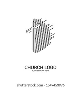 Church logo. Christian symbols. Cross of the Lord and Savior Jesus Christ