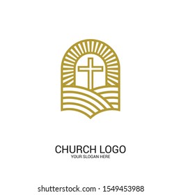 Church logo. Christian symbols. Cross of the Lord and Savior Jesus Christ