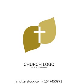 Church logo. Christian symbols. Cross of the Lord and Savior Jesus Christ