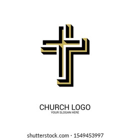 Church logo. Christian symbols. Cross of the Lord and Savior Jesus Christ