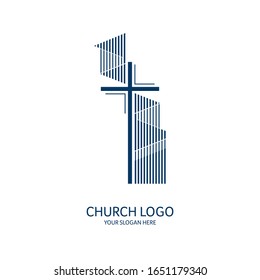 Church logo. Christian symbols. Cross of the Lord and Savior Jesus Christ.