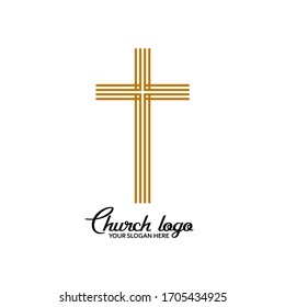 Church logo. Christian symbols. Cross of the Lord and Savior Jesus Christ.