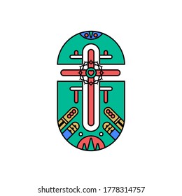 Church logo. Christian symbols. Cross of the Lord and Savior Jesus Christ.