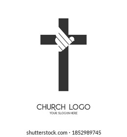 Church logo. Christian symbols. The Cross of Jesus Christ and the Symbol of the Holy Spirit is a dove.