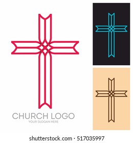 Church logo. Christian symbols. The cross of Jesus Christ.