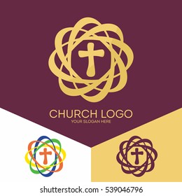 Church logo. Christian symbols. The cross of Jesus Christ.