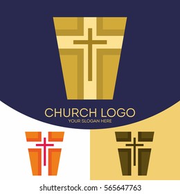 Church logo. Christian symbols. The cross of Jesus Christ.