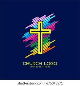 Church logo. Christian symbols. Cross of the Savior Jesus Christ