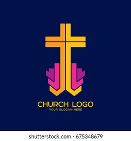 Church logo. Christian symbols. Cross of the Savior Jesus Christ