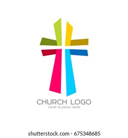 Church logo. Christian symbols. Cross of the Savior Jesus Christ