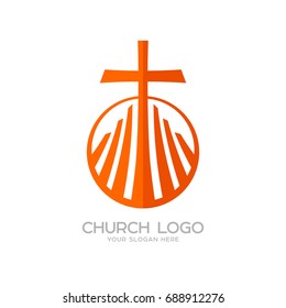 Church logo. Christian symbols. The cross of Jesus and the graphic elements