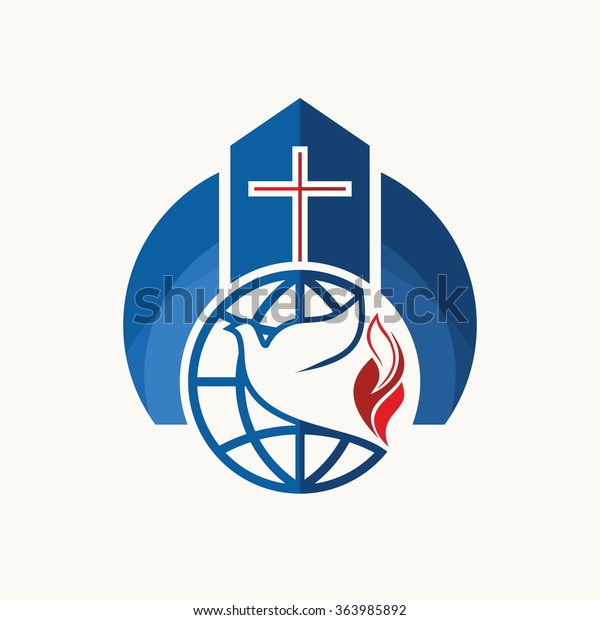 Church Logo Christian Symbols Cross Dove Stock Vector (Royalty Free ...