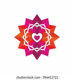 Church logo. Christian symbols. Crown of thorns and heart.