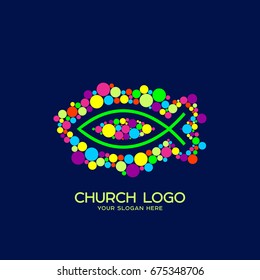 Church logo. Christian symbols. Fish - the symbol of Jesus Christ