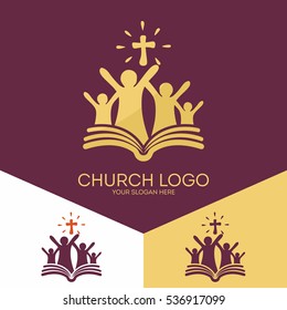 Church logo. Christian symbols. Church of God, faithful to the Lord Jesus Christ. Bible - the foundation of faith.