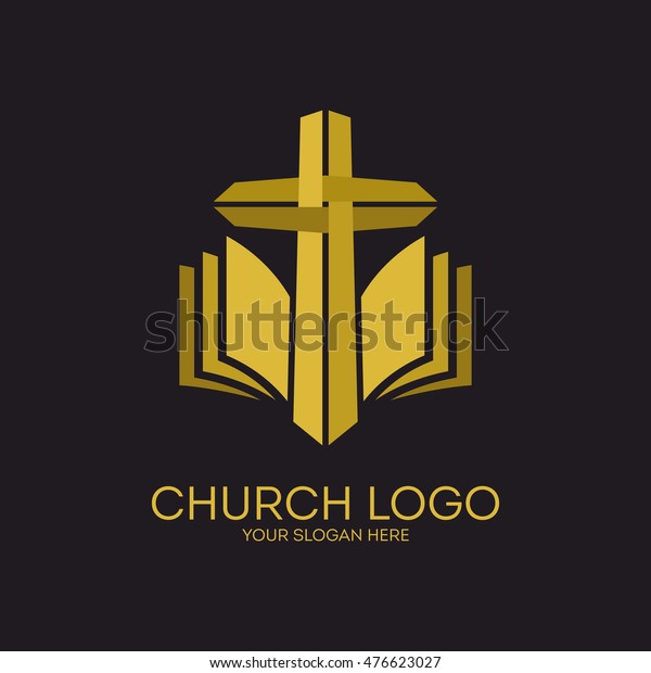 Church Logo Christian Symbols Gold Cross Stock Vector (royalty Free 