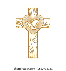 Church Logo Christian Symbols Heart Dove Stock Vector (Royalty Free ...