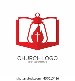 Church logo. Christian symbols. Jesus - the light of the world.