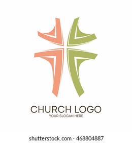 Church logo. Christian symbols. Jesus cross.